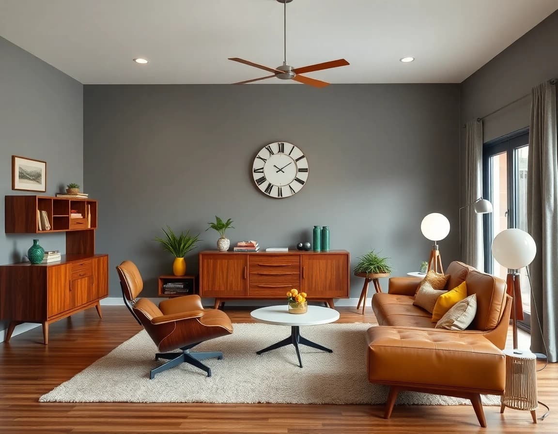 Mid-Century Modern AI interior design style - AI room decorator example